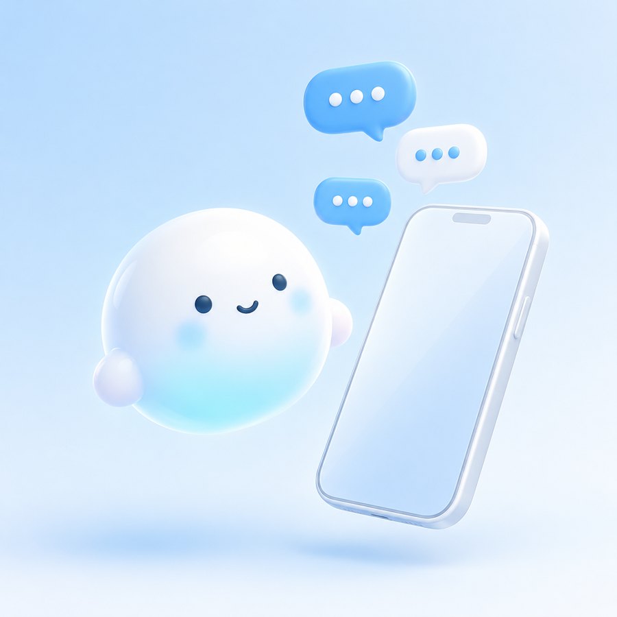 AVA, de AI-assistent van Volgo, naast een telefoon met berichten